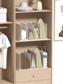 1pc Plain Color Wardrobe Partition Rack, Modern Multi-Purpose Adjustable Shelf Divider For Home Decorations Decor Festival Decor Room Decor Home Decor Bed Room Decor Dress Pants Shoes Jeans Boots Skirt Bedroom, Organizer, Home Storage, White T Shirt Women, Black Pants Women, Ladies Winter Clothes, Dress, - White - View 8