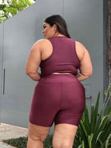 Plus Size Co-Ords - Maroon - View 2
