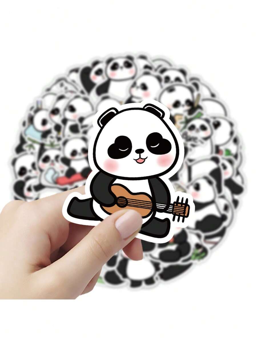 50pcs Waterproof Cute Cartoon Panda Stickers For Luggage, Skateboard, Tablet, Car Decoration - Multicolor - View 1
