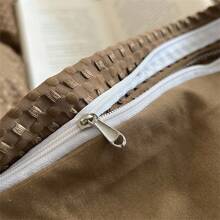 4入組柔軟親膚焦糖咖啡色鬆餅紋床上用品套件,備有多種尺寸:1.5,1.8,2.0,2.2公尺,包括1個被套,1塊平板床單,2個枕頭套,不包含內芯 - 華夫格-焦糖色 - 查看 11