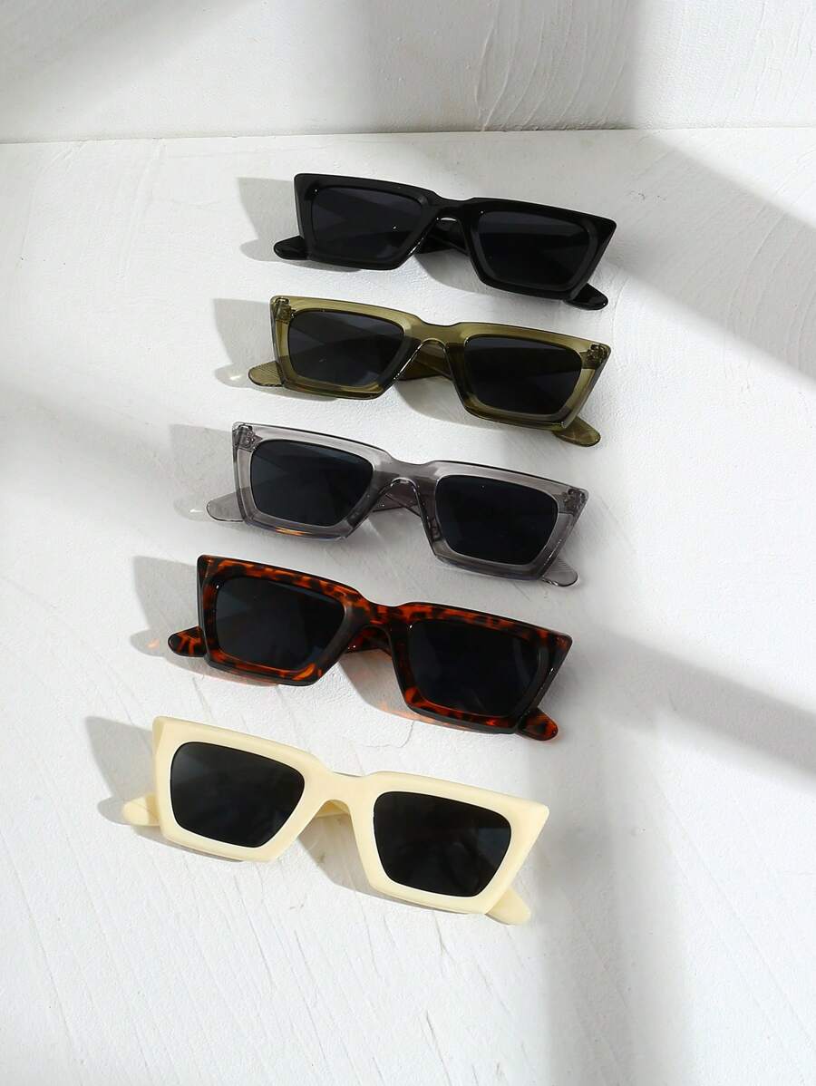 1套 2023 黑色欧美风方形复古时尚舞蹈眼镜街头风韩版个性化嘻哈眼镜日常基础款秋冬女装商务休闲礼品 - 黑色 - 查看 1