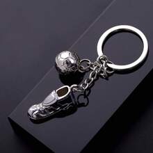 1入組街頭風格男士足球鞋鑰匙扣，適用於日常使用 - 銀色 - 查看 3