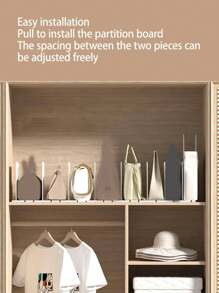 1pc Plain Color Wardrobe Partition Rack, Modern Multi-Purpose Adjustable Shelf Divider For Home Decorations Decor Festival Decor Room Decor Home Decor Bed Room Decor Dress Pants Shoes Jeans Boots Skirt Bedroom, Organizer, Home Storage, White T Shirt Women, Black Pants Women, Ladies Winter Clothes, Dress, - White - View 7