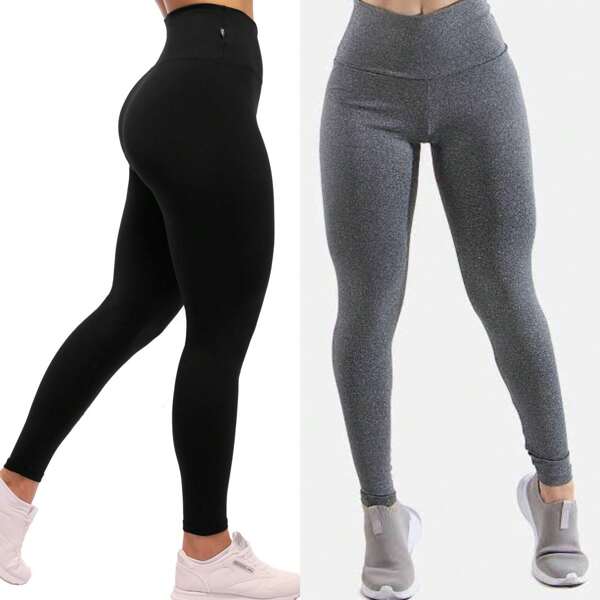 Kit 2 Calças Legging Feminina Academia Suplex