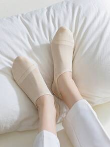 5雙/組女士夏季薄透全防滑透氣基礎隱形襪,帶網眼款任選色 - 彩色 - 查看 4