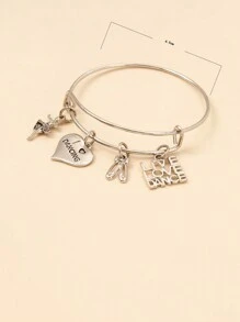 1pc Adjustable Heart Shaped Bangle, Personalized Creative Jewelry Gift For Dancer - Silver - View 3