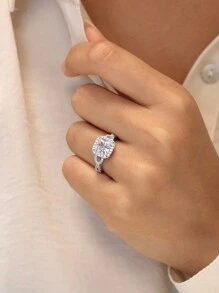 1 PC Glamorous Cubic Zirconia Ring For Women For Wedding Engagement Party Jewelry Valentine's Day Gift Valentines