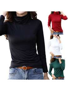 5 piezas blusa térmica cuello alto tortuga colores surtidos al azar UNITALLA CALIENTITA NAVIDAD - Multicolor - Ver 1
