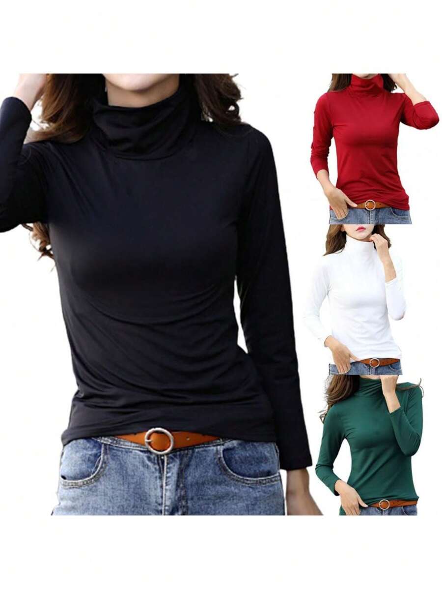 5 piezas blusa térmica cuello alto tortuga colores surtidos al azar UNITALLA CALIENTITA NAVIDAD - Multicolor - Ver 1