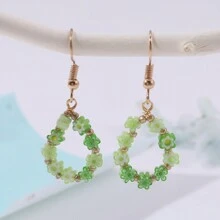 1副手工玻璃花珠耳環,適合平日佩戴