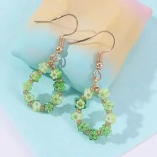 1副手工玻璃花珠耳環,適合平日佩戴