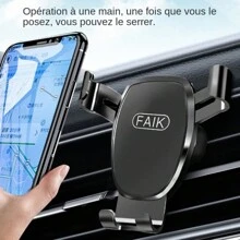 Mobile Phone Holder Air Outlet Gravity Sensor Car Holder Riangle Gravity Frosted Simplicity Solid Metallic Material - Black - View 4