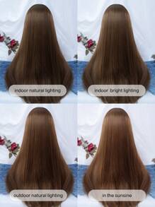 alicegarden 24 Inch Long Straight Synthetic Hair Wig, Natural Straight Style, Alluring Auburn Color. Designed With Bangs, Made Of Heat-Resistant Fiber For Durability. This Wig Is Ideal For Everyday Use, With A Natural And Realistic Appearance Mimicking Real Hair. Also A Great Gift For Women. (Accessories Not Included) - 鏽棕色 - 查看 10