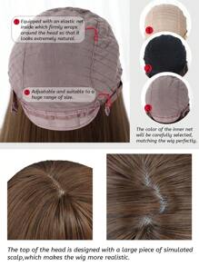 alicegarden 24 Inch Long Straight Synthetic Hair Wig, Natural Straight Style, Alluring Auburn Color. Designed With Bangs, Made Of Heat-Resistant Fiber For Durability. This Wig Is Ideal For Everyday Use, With A Natural And Realistic Appearance Mimicking Real Hair. Also A Great Gift For Women. (Accessories Not Included) - 鏽棕色 - 查看 9