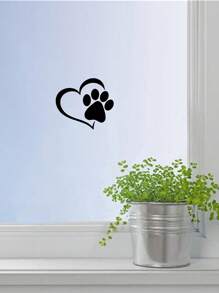 RandySticker 11x10 cm Autocollants de décoration extérieure de voiture en forme de cœur de patte de chien. Autocollants pour fenêtre, décorations murales, décalcomanies vinyle pour décorations de maison, articles de décoration de printemps pour rafraîchir votre maison, autocollants de décoration Rama