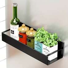 1pc Multipurpose Magnetic Spice Rack, Refrigerator Organizer Shelf With Hooks For Kitchen Tool - With Hook - View 5