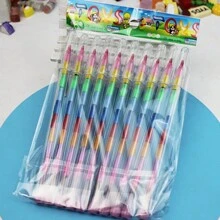 12入組積木彩色蠟筆,11色油性粉彩棒,多彩的繪畫筆作為學生文具獎品 - 彩色 - 查看 4