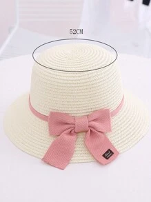 1pc Girls Cute Big Bow Sunhat, Summer New Fashionable Sun Protection Beach Hat, Princess Style For Everyday Wear