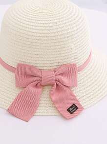 1pc Girls Cute Big Bow Sunhat, Summer New Fashionable Sun Protection Beach Hat, Princess Style For Everyday Wear