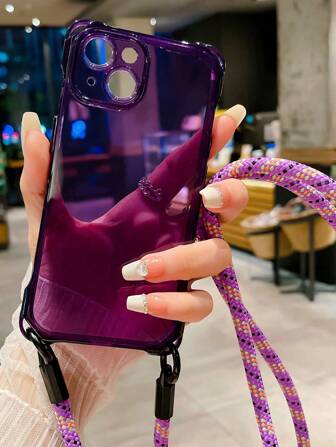 情人节 1 件简约四角防摔挂钩设计 Tpu 防摔手机壳，适用于 ，带肩带，防水防震防刮