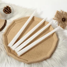 1盒4根,25cm/10英寸,底部直徑為2cm/0.8英寸的錐形蠟燭,燃燒時間長達7小時。顏色可供選擇:白色,黑色,橘色,粉紅色,綠色,藍色和黃色。不滴漏,錐形,無香味,適用於晚餐,派對,婚禮或任何無風環境裝飾 - 白色 - 查看 1