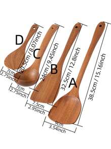 4 pièces/set d'ustensiles de cuisine en bois d'ébène, ustensiles de cuisine antiadhésifs, écumoire, louche, spatule, pelle