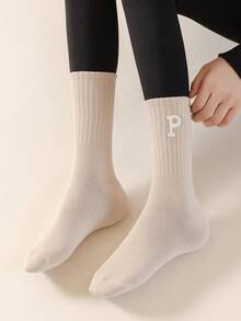 6雙字母圖案中筒襪 - 彩色 - 查看 3