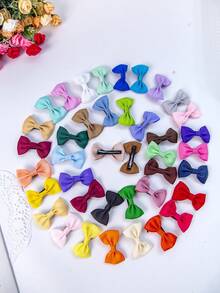 42 Piezas Graciosos Clips De Cabello De Lazo De Cinta De Raso Con Colores Sólidos Para Niñas, Ideal Para Uso Diario (color Al Azar) - Multicolor - Ver 4