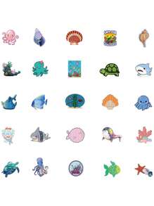 50pcs Waterproof Ocean Animal Stickers - Multicolor - View 3