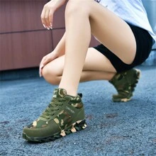 春夏季迷彩戶外運動鞋女士增高隱形設計6cm,學生休閒運動鞋,迷彩圖案,大尺碼女鞋,迷彩系列 - 軍綠色 - 查看 10