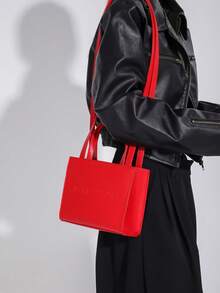 迷你字母圖案時尚手提包 - 紅色 - 查看 2