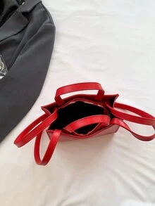 迷你字母圖案時尚手提包 - 紅色 - 查看 4