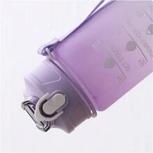 1套戶外便攜式大容量運動水瓶帶漸變色,防漏吸管,耐高溫耐用雙層飲用杯,適用於戶外旅行和攀登 - 黑色 - 查看 5