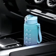 1套戶外便攜式大容量運動水瓶帶漸變色,防漏吸管,耐高溫耐用雙層飲用杯,適用於戶外旅行和攀登 - 黑色 - 查看 2