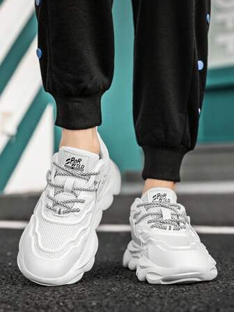 Men's Shoes, 2023 New Chunky Sneakers Men Thick Bottom, Increase Height, Breathable, Running Shoes, Non-Slip, Large Size, 45-46 Yards, Ins Style