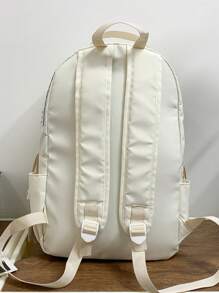 大容量女式背包，带字母图案，学校背包，书包，经典，休闲，适合青少年女孩女大学生，大学、中学、高中、户外、旅行、郊游、返校，学校背包，书包，学校背包，返校，大背包，大容量，适合青少年女孩女大学生，非常适合返校、大学、中学、高中 - 白色 - 查看 5