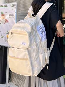 大容量女式背包，带字母图案，学校背包，书包，经典，休闲，适合青少年女孩女大学生，大学、中学、高中、户外、旅行、郊游、返校，学校背包，书包，学校背包，返校，大背包，大容量，适合青少年女孩女大学生，非常适合返校、大学、中学、高中 - 白色 - 查看 10