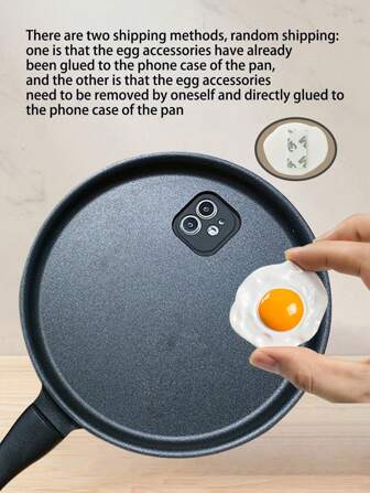 1 pieza Funda de teléfono para iPhone 15/15Pro/15Plus/15Promax, diseño de sartén con huevo frito y divertido, estilo Kawaii, a prueba de golpes, resistente al agua y a los arañazos