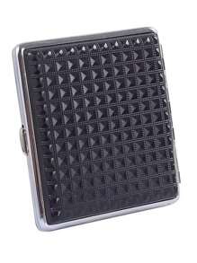 1pc Men's Grid Texture Pattern Black Plastic Cigarette Case, 20 Pcs Capacity, With Humidity&pressure Resistance, Personalized Portable Storage Case, And Metallic Cigarette Clip - Black - View 1