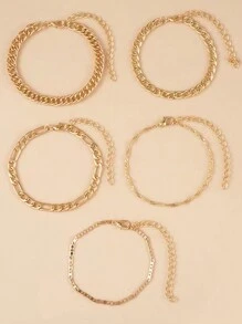 5pcs/set Simple Beach Anklet With Chain Design