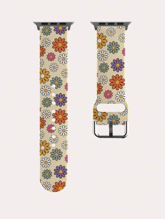 1pc Cute Cartoon Colorful Floral Pattern TPU Watch Band Compatible With Apple Watch Ultra/SE/Series 10/9/8/7/6/5/4/3/2/1, 38/40/41/42/44/45/46/49mm