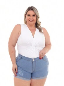 Women Denim Shorts - Rửa nhẹ - Xem 1