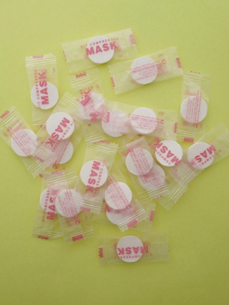20 peças Máscara Facial de Compressão Descartável/ Máscara de Algodão T-340-2 - Rosa chiclete - Visão 1