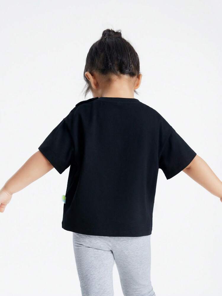 Annil Young Girl Neck Short Sleeved T-Shirt Summer Small And Medium-Sized Children's Baby Cartoon Cute Top Sweater