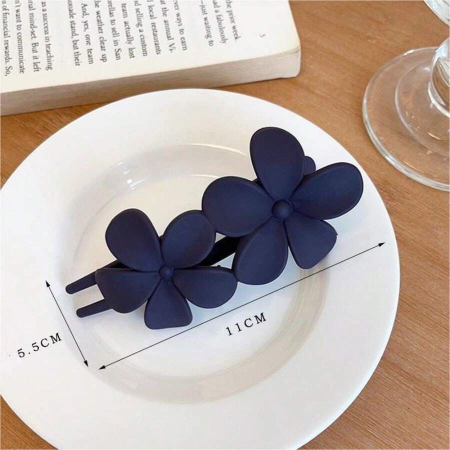 1 件装 11 厘米时尚花朵发夹，适合女孩，韩式百搭发夹，适合发髻，春季，大发夹，清新适合日常使用