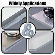 3 piezas/set Tira Selladora De Baño, 3 Rollos (33 Pies) Tira De Calafateo Autoadhesiva Sellador De Baño Para Ducha, Cocina, Inodoro, Esquina De Pared, Decoración De Baño Con Herramienta De Sellado (gris-3,8 Cm) - Gris - Ver 6