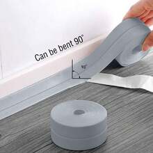 3 piezas/set Tira Selladora De Baño, 3 Rollos (33 Pies) Tira De Calafateo Autoadhesiva Sellador De Baño Para Ducha, Cocina, Inodoro, Esquina De Pared, Decoración De Baño Con Herramienta De Sellado (gris-3,8 Cm) - Gris - Ver 4