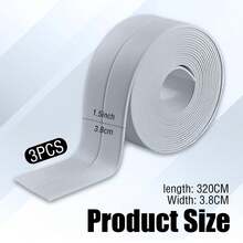 3 piezas/set Tira Selladora De Baño, 3 Rollos (33 Pies) Tira De Calafateo Autoadhesiva Sellador De Baño Para Ducha, Cocina, Inodoro, Esquina De Pared, Decoración De Baño Con Herramienta De Sellado (gris-3,8 Cm) - Gris - Ver 2