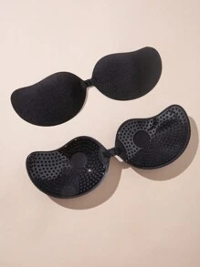 1pair Classic Mango Shaped Push-up Self-adhesive Bra Cups, Black