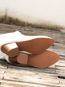 Của phụ nữ Đúng mốt Trắng Phong cách phương Tây Giày ống - trắng - Xem 6